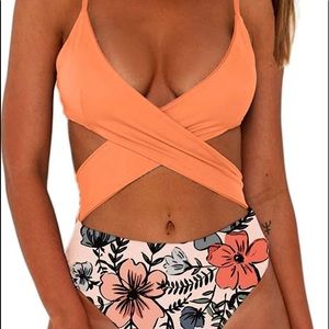 Women's Sexy Criss Cross High Waisted Cut Out One Piece Monokini Swimsuit